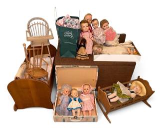 Mystery Vintage Baby Doll Lot W Storage Chest