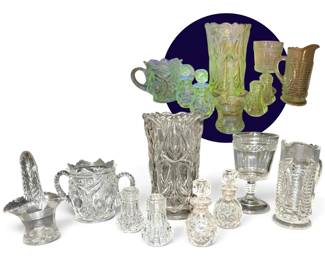 Manganese Glass Cups, Salt Shakers, Vase, More
