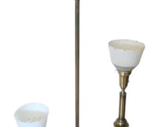 Vintage Brass Floor Desk Lamps With Milk Glass ShadesAll Work