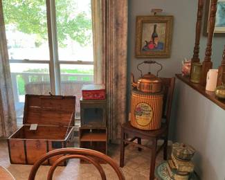 Chest, tins, art