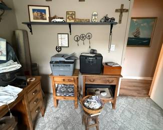 Linens, collectible cars , printer, file box 