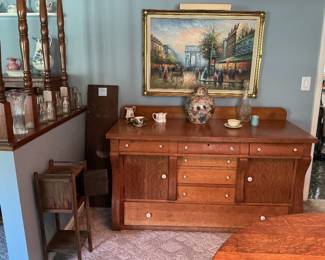 Nice antique sideboard, oil painting, Smoking stand