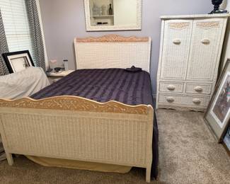 antique bedset, full frame, dresser and nightstand