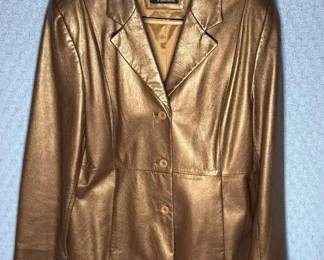 Valerie by Valerie Stevens Metallic Bronze Leather Jacket – Women's L
