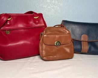 Liz Claiborne Handbag Tri: Red Tote, Navy Crossbody & Brown Purse