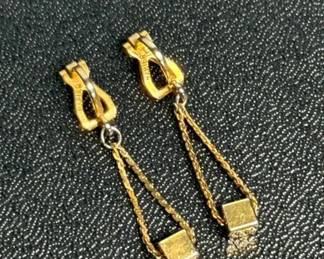 Vintage Napier Gold-Tone Clip-On Chain Drop Earrings