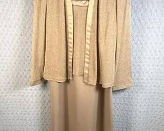 Alex Evenings Petite Taupe Metallic Dress & Jacket, Women’s Size 12P