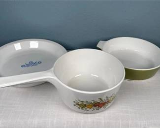 Vintage Corning Ware Cookware Trio: Spice O’ Life, Blue Cornflower & Avocado