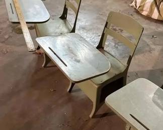 Antique Wood & Metal School Desks