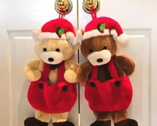Santa's Best Plush Christmas Bear Stockings – Pair, Approx. 20–22in.