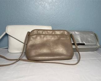 Vintage Metallic & White Shoulder Purse Trio