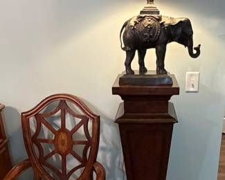 2nd Pedestal w/ Bronze Elephant Lamp