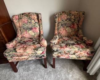 Pair Floral Chairs