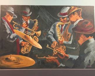 Large Jazz Band Painting on Canvas 