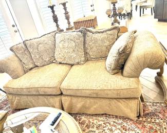 Roll arm Bernhardt sofa with accent pillows