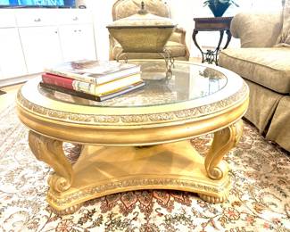 Handsome vintage scroll leg coffee table