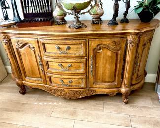 Exceptional vintage buffet with carved detail