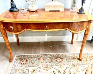 Louis XV style burl wood writing desk