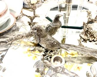 Vintage French silver pheasants