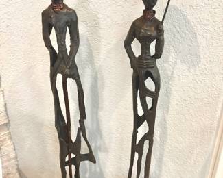 Abstract elongated bronze sculptures