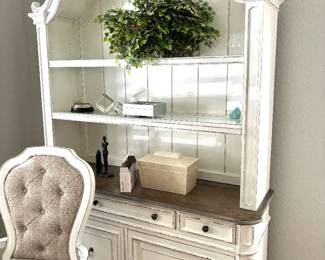 Antique white finish credenza hutch