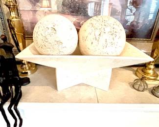 Interesting tessellated stone container with balls