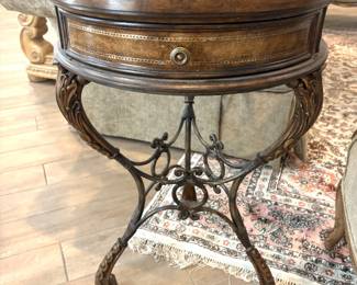 Accent table with metal base
