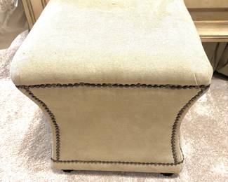 Pair beige nailhead ottomans