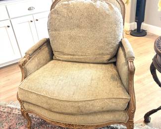 Pair Louis XV style Hickory down fill chairs