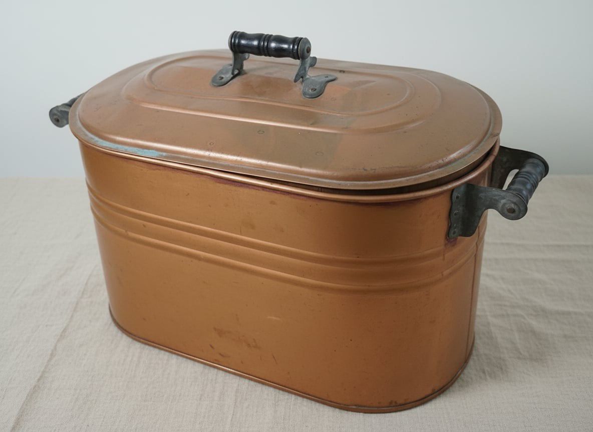 Copper Wash Boiler Style Tub with Lid and Handles