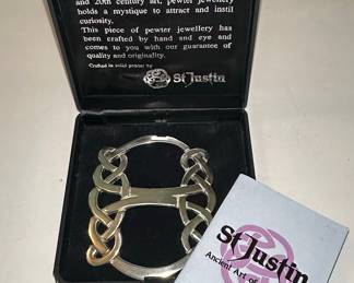 St. Justin Celtic Knot Pewter Brooch