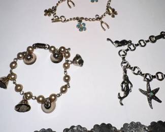 Vintage Costume Charm and Link Bracelets