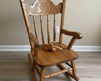 Oak Spindle Back Child's Rocking Chair