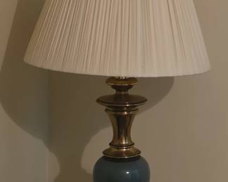 Traditional Style Blue Ceramic and Brass Table Lamp