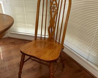 Pedestal Dining Table and 4 Spindle-Back Chairs