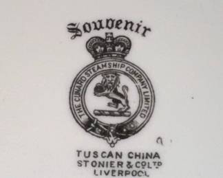 Tuscan China Cunard Steamship Souvenir Porcelain Set
