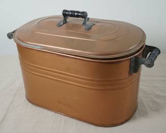 Copper Wash Boiler Style Tub with Lid and Handles