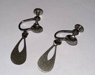 Sterling Silver Teardrop Screw-Back Earrings
