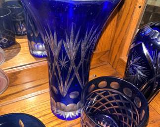 Assorted Bohemian Cobalt Cut-to-Clear Glass