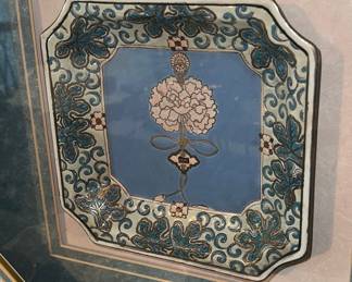 Framed Japanese Cloisonné Enamel Plate