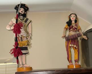 Indian Folk Art Doll Pair - Warrior and Drummer
