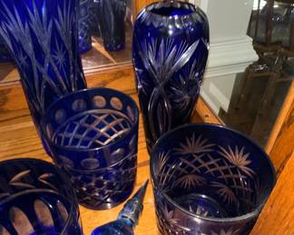 Assorted Bohemian Cobalt Cut-to-Clear Glass