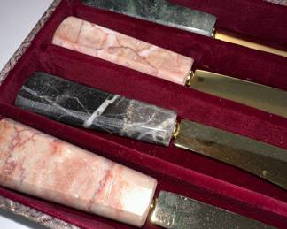 Mid-Century Style Marble Handled Spreaders