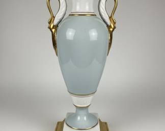 Neoclassical Style Porcelain Urn Table Lamp with Swan Handles