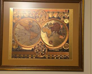 Peter Schenk The Elder Planisphaerium Terrestre Style Gold Foil World Map