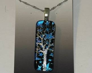 Julie Bigger Dichroic Glass Tree of Life Pendant Necklace