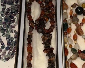 Assorted Gemstone Bead Necklaces - Fluorite, Amber-tone Chips, Agate