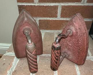 Cast Iron Sad Irons with Diagonal Spiral Handles