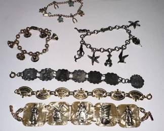 Vintage Costume Charm and Link Bracelets