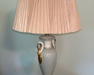 Neoclassical Style Porcelain Urn Table Lamp with Swan Handles